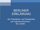 Berliner Erklärung der Präsidentin und Präsidenten der Ingenieurkammern der Länder 